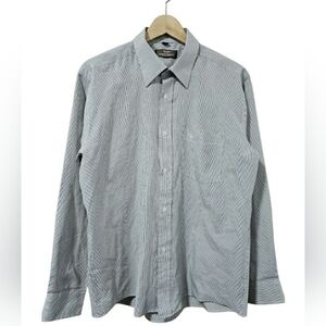 Giorgio Armani Le Collezioni Shirt Men's Gray Stripe Button Down Size 16.5-41